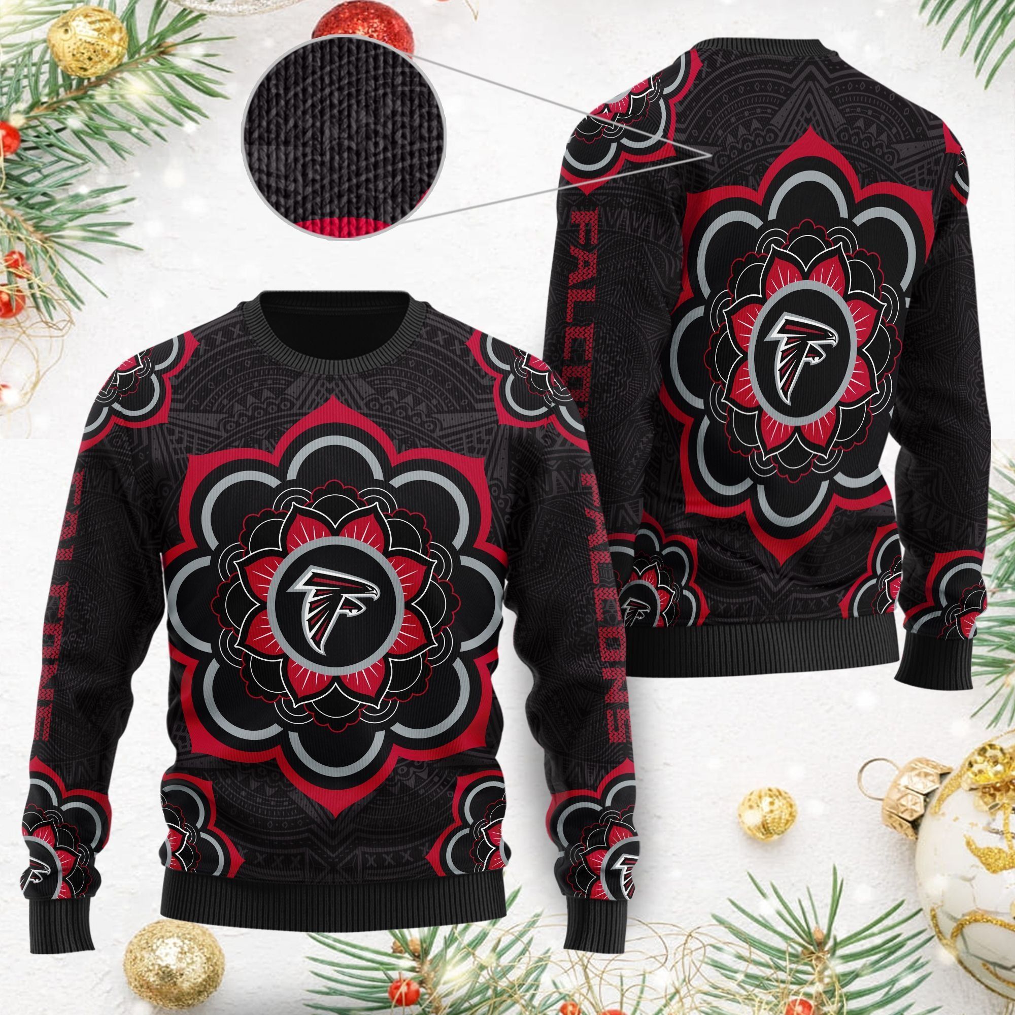 Atlanta Falcons Mandala Logo Ugly Christmas Sweater NFL Football Fans On Xmas
