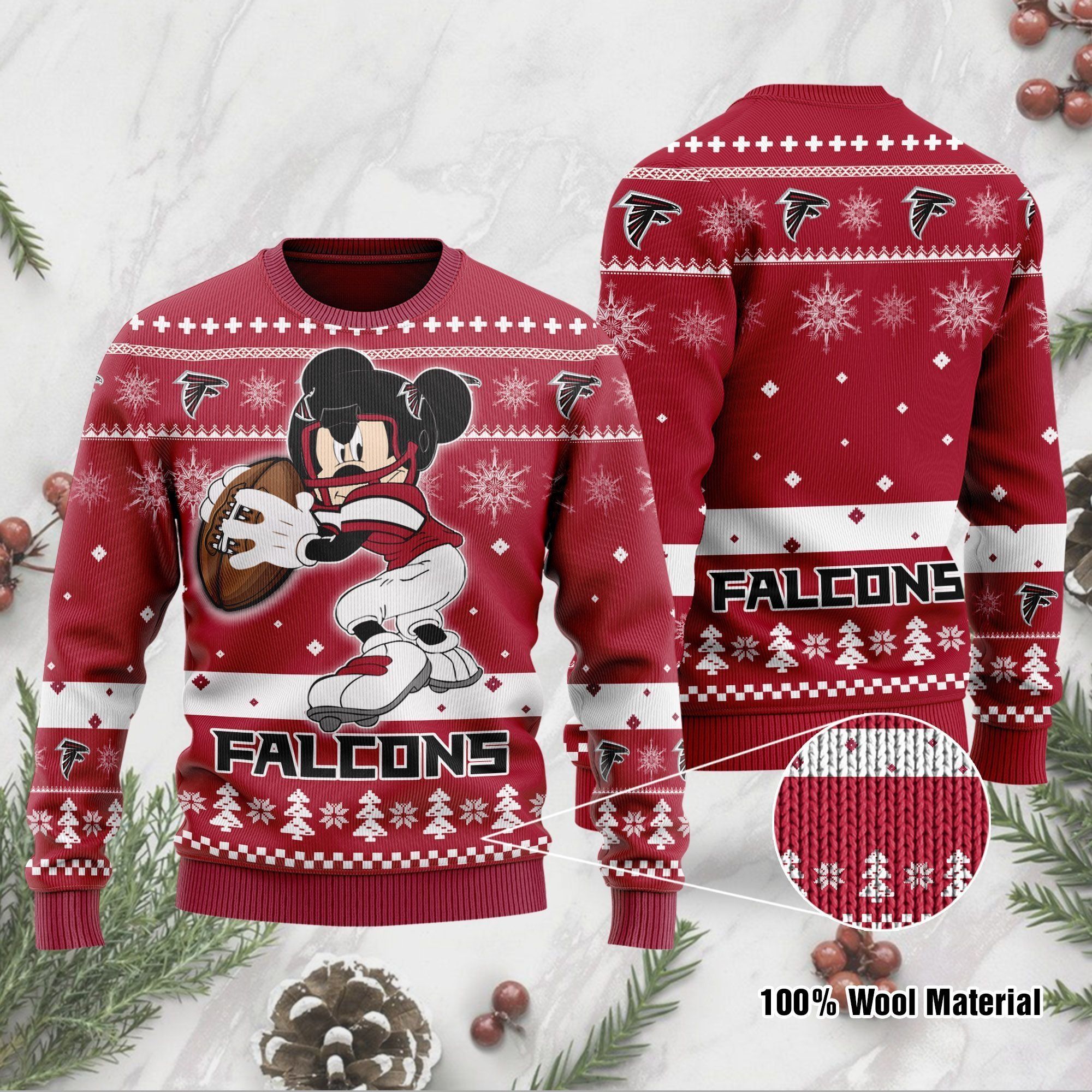 Atlanta Falcons Mickey Mouse Funny Ugly Christmas Sweater Holiday Xmas Party Men Women Plus Size