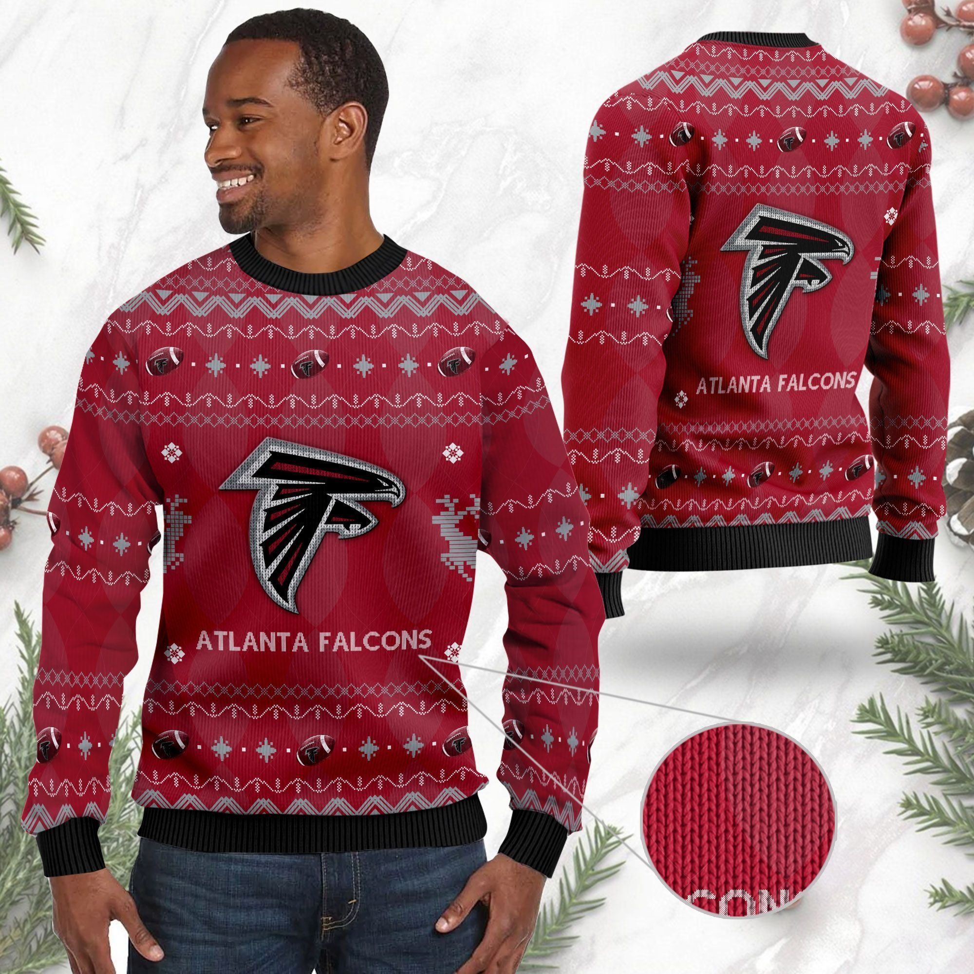 Atlanta Falcons NFL American Football Black Ugly Christmas Sweater