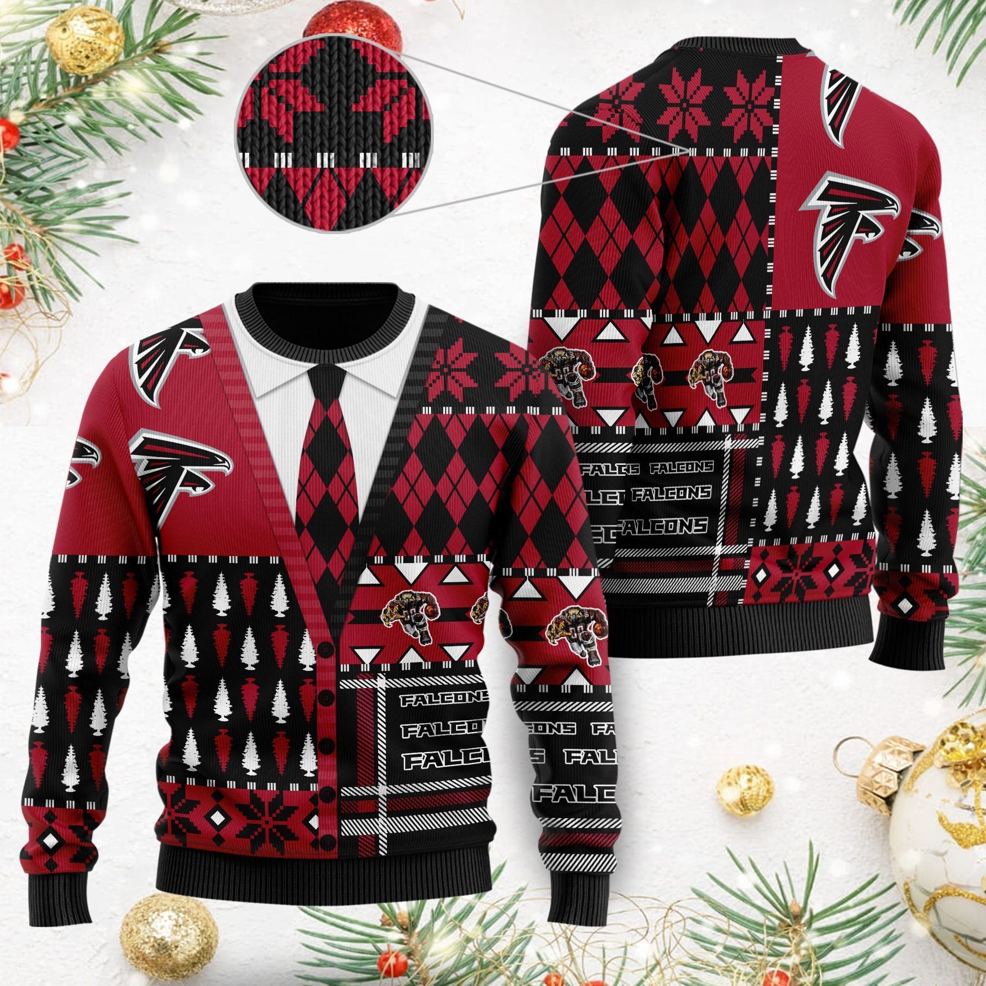 Atlanta Falcons NFL American Football Team Cardigan Style 3D Men And Women Ugly Christmas Sweater For Sport Lovers On Christmas Days