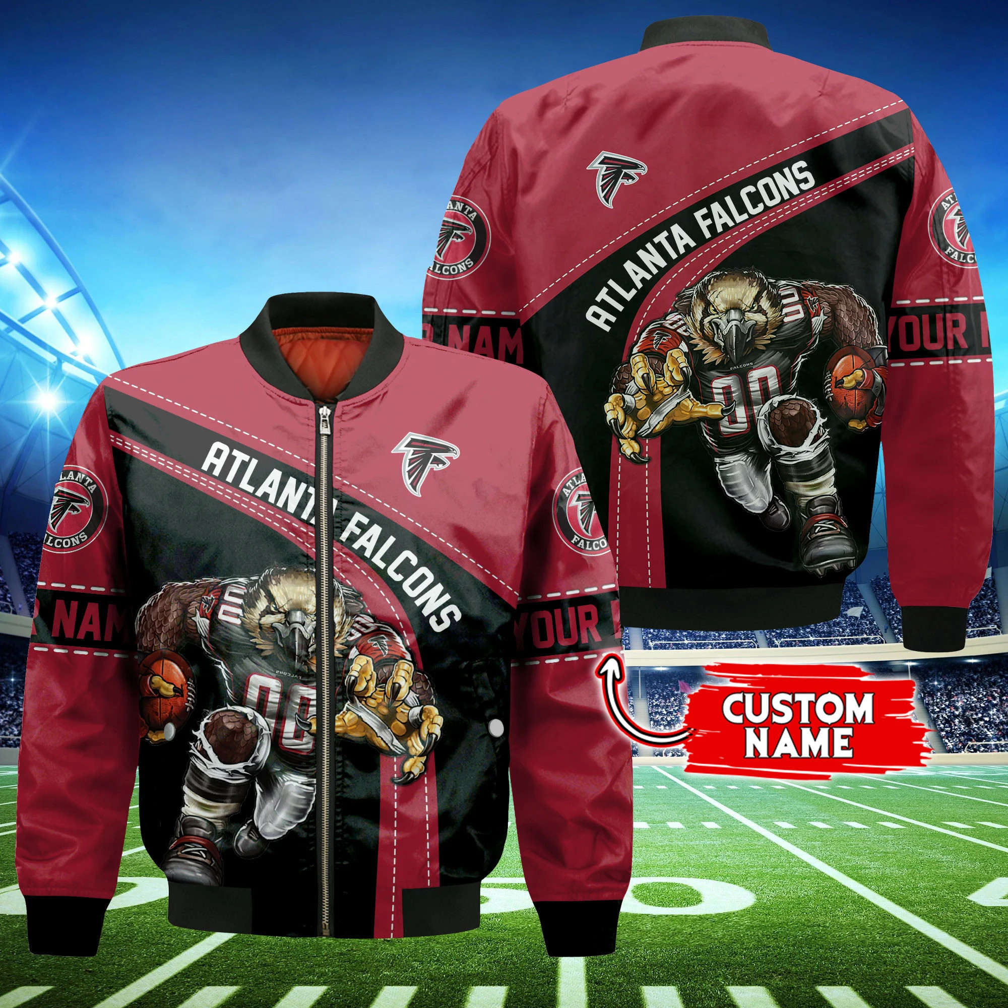 Atlanta Falcons Personalized Thick Bomber Jacket | NFL Team Jacket for Men & Women | Football Fan Gift