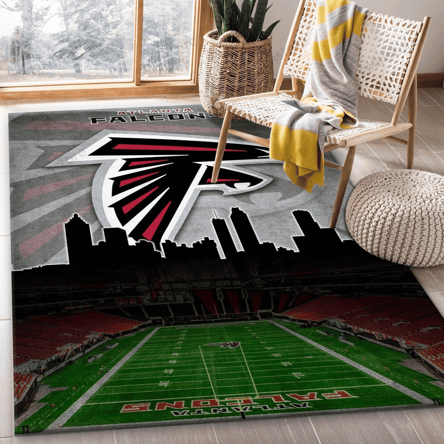 Atlanta Falcons Rectangle Area Rug – Full Print Carpet For Living Room & Bedroom Home Decor