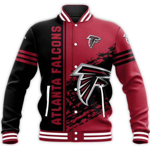 Atlanta Falcons Red Black Varsity Baseball Jacket for Men & Women | NFL Team Fan Gift