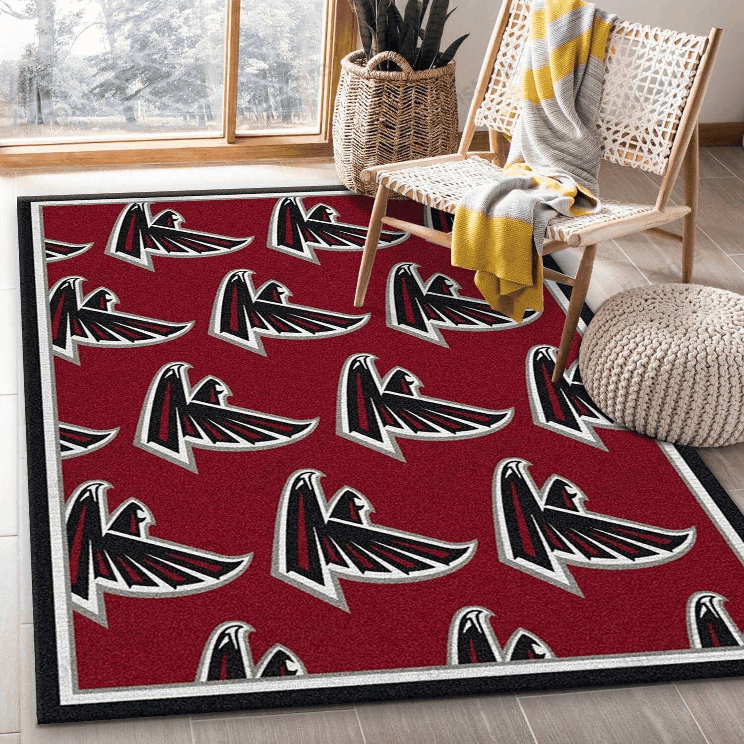 Atlanta Falcons Repeat Rug Team Rectangle Area Rug – Full Print Carpet For Living Room & Bedroom Home Decor