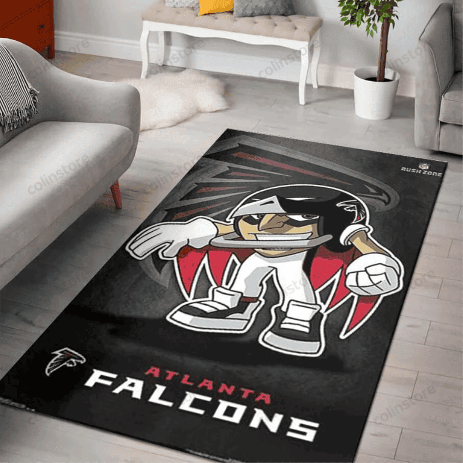 Atlanta Falcons Rusher Rush Zone Character Rectangle Area Rug – Full Print Carpet For Living Room & Bedroom Home Decor