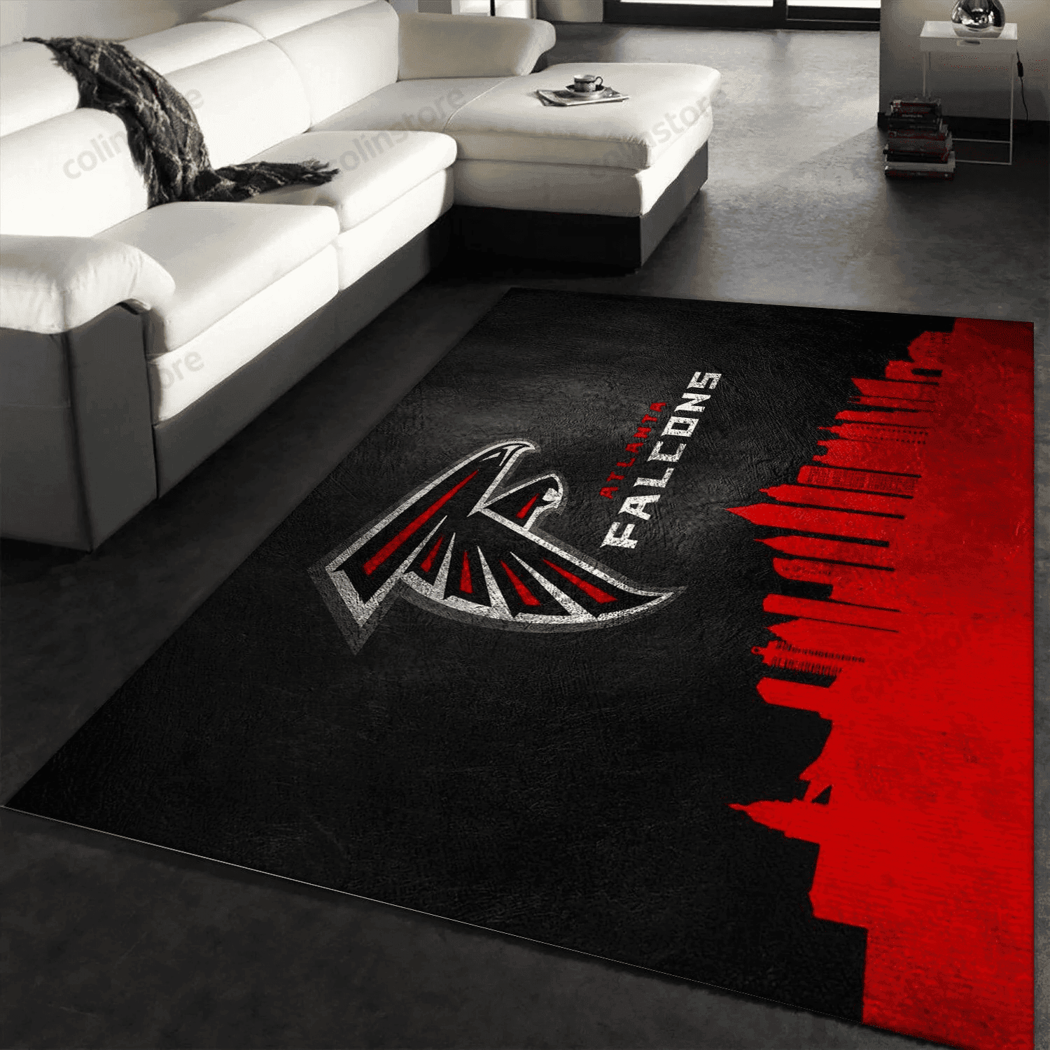 Atlanta Falcons Skyline Rectangle Area Rug – Full Print Carpet For Living Room & Bedroom Home Decor