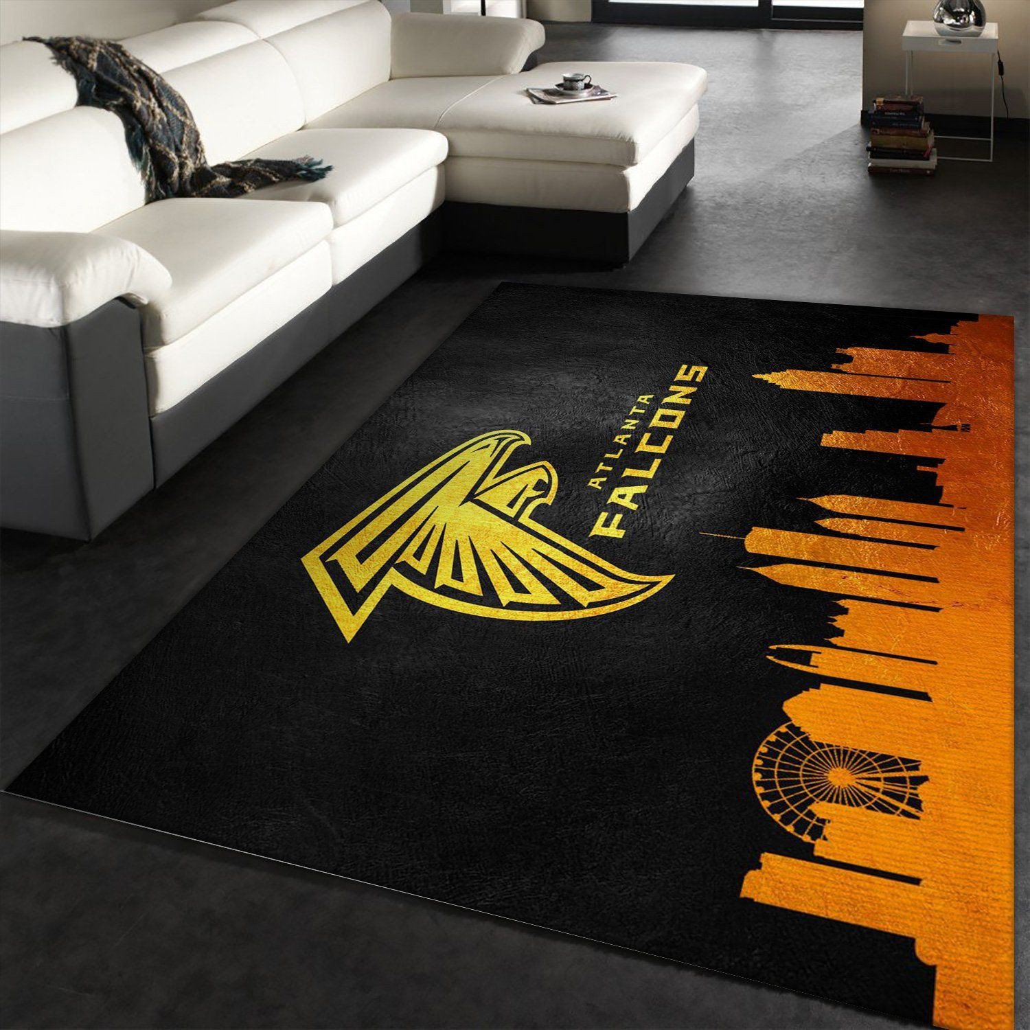 Atlanta Falcons Skyline Rectangle Area Rug – Full Print Carpet For Living Room & Bedroom Home Decor