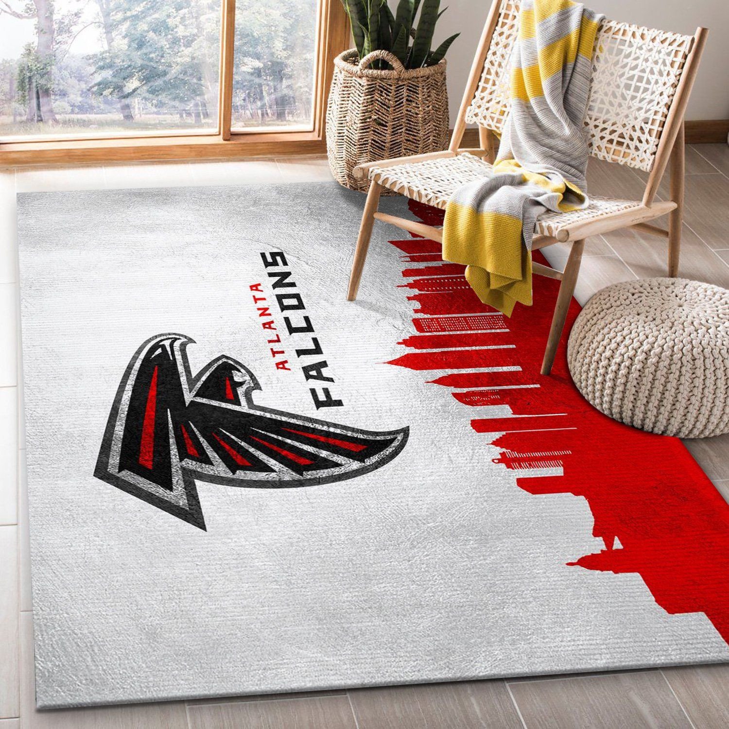 Atlanta Falcons Skyline Rectangle Area Rug – Full Print Carpet For Living Room & Bedroom Home Decor