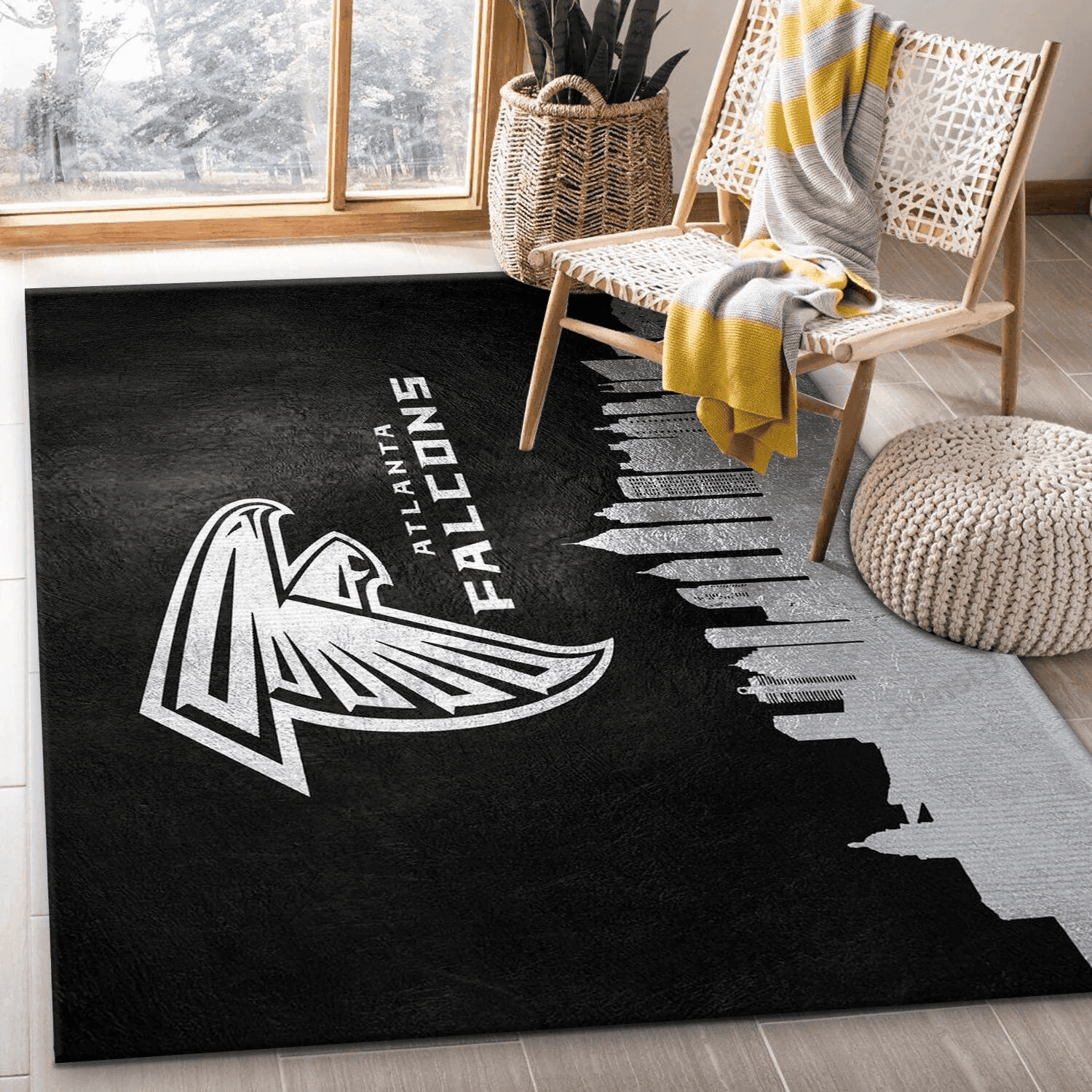 Atlanta Falcons Skyline Rectangle Area Rug – Full Print Carpet For Living Room & Bedroom Home Decor