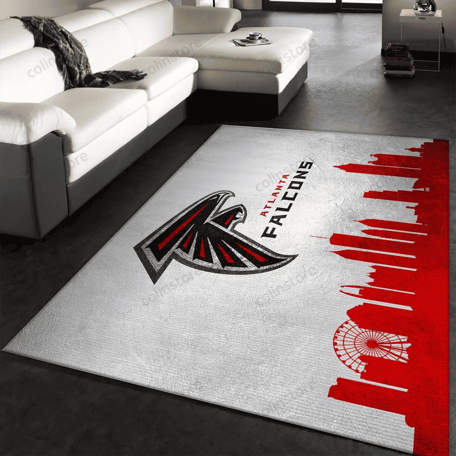 Atlanta Falcons Skyline Rectangle Area Rug – Full Print Carpet For Living Room & Bedroom Home Decor