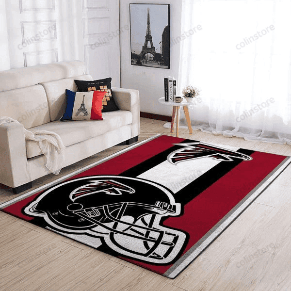 Atlanta Falcons Team Logo Helmet Nice Gift 3D Rectangle Area Rug – Full Print Carpet For Living Room & Bedroom Home Decor