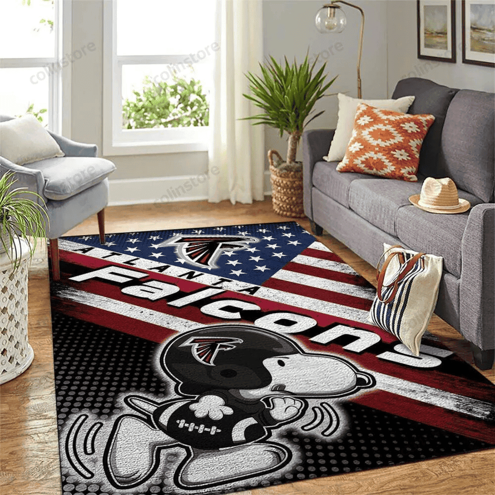Atlanta Falcons Team Logo Rectangle Area Rug – Full Print Carpet For Living Room & Bedroom Home Decor