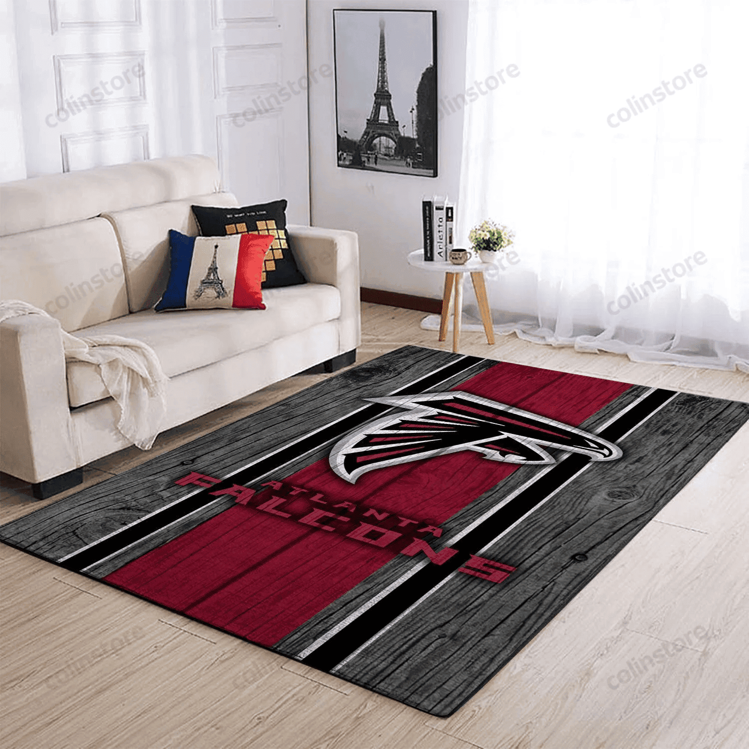 Atlanta Falcons Team Logo Rectangle Area Rug – Full Print Carpet For Living Room & Bedroom Home Decor