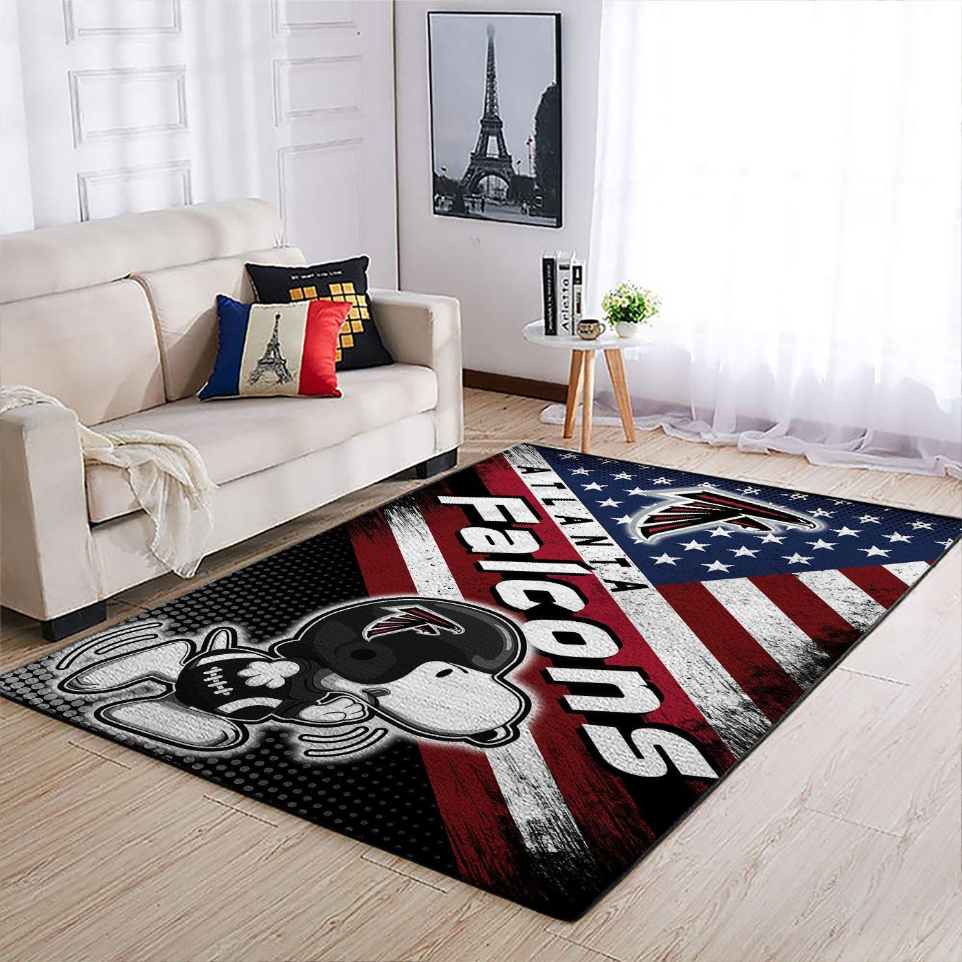 Atlanta Falcons Team Logo Snoopy Us Rectangle Area Rug – Full Print Carpet For Living Room & Bedroom Home Decor