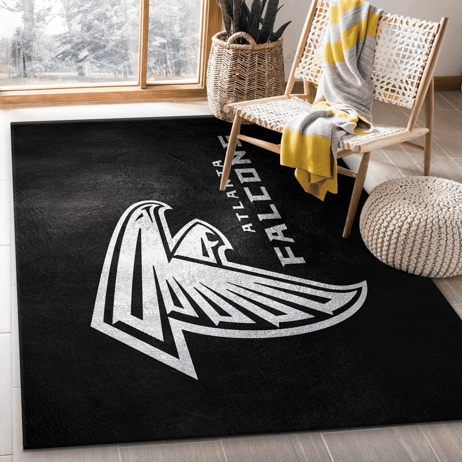 Atlanta Falcons Team Logos Rectangle Area Rug – Full Print Carpet For Living Room & Bedroom Home Decor