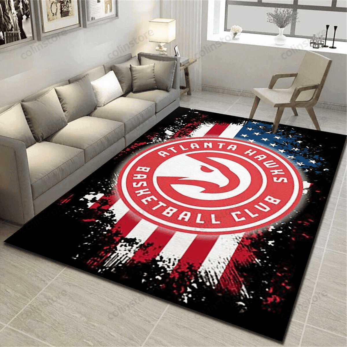 Atlanta Hawks Chargers Rectangle Area Rug – Full Print Carpet For Living Room & Bedroom Home Decor