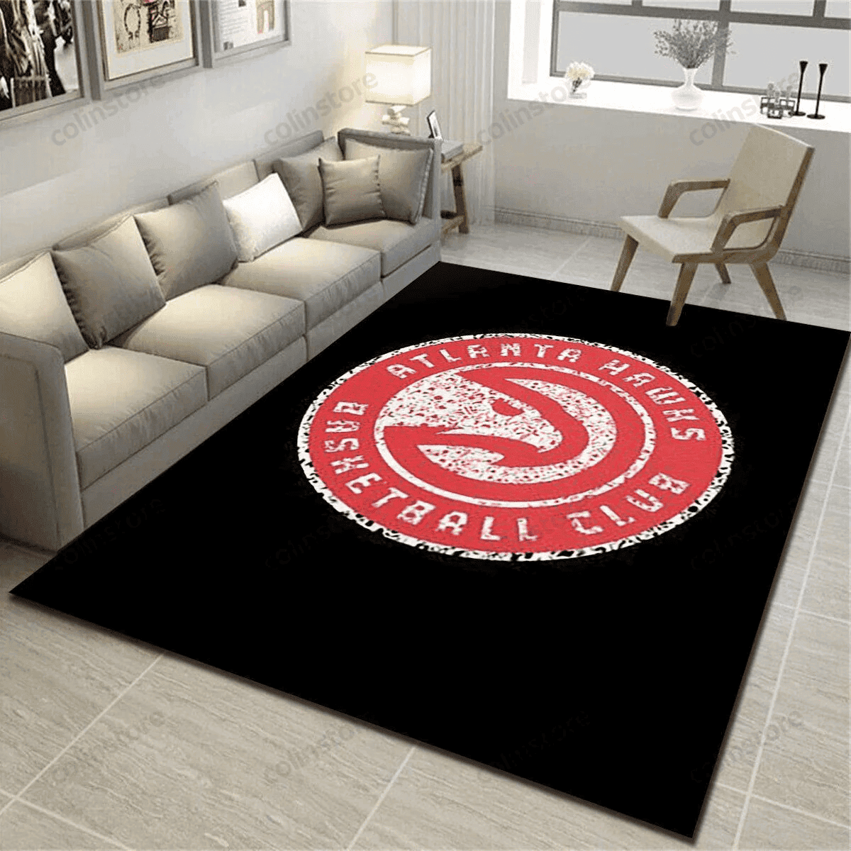 Atlanta Hawks Chargers Rectangle Area Rug – Full Print Carpet For Living Room & Bedroom Home Decor