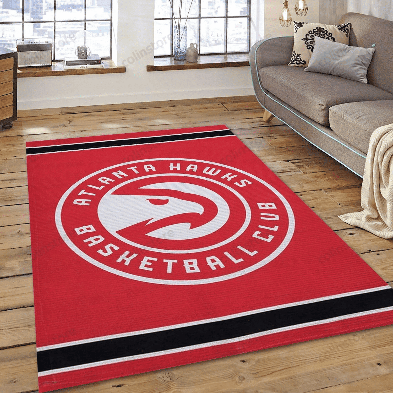 Atlanta Hawks Club 3D Rectangle Area Rug – Full Print Carpet For Living Room & Bedroom Home Decor