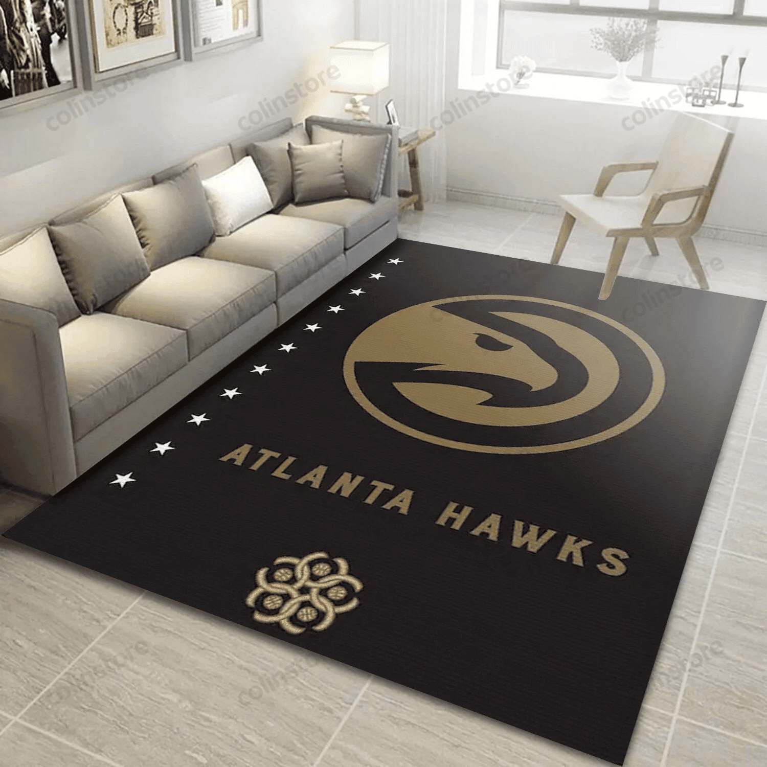 Atlanta Hawks Logo Area Rectangle Area Rug – Full Print Carpet For Living Room & Bedroom Home Decor