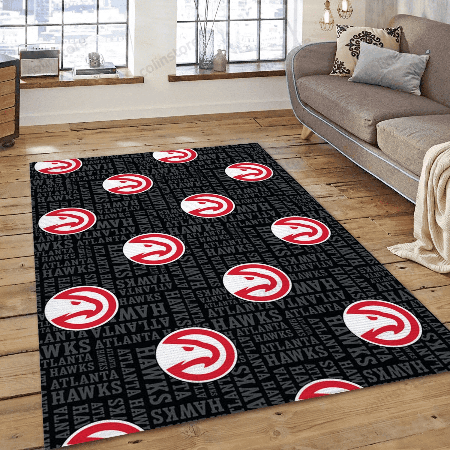 Atlanta Hawks Patterns Reangle Rectangle Area Rug – Full Print Carpet For Living Room & Bedroom Home Decor