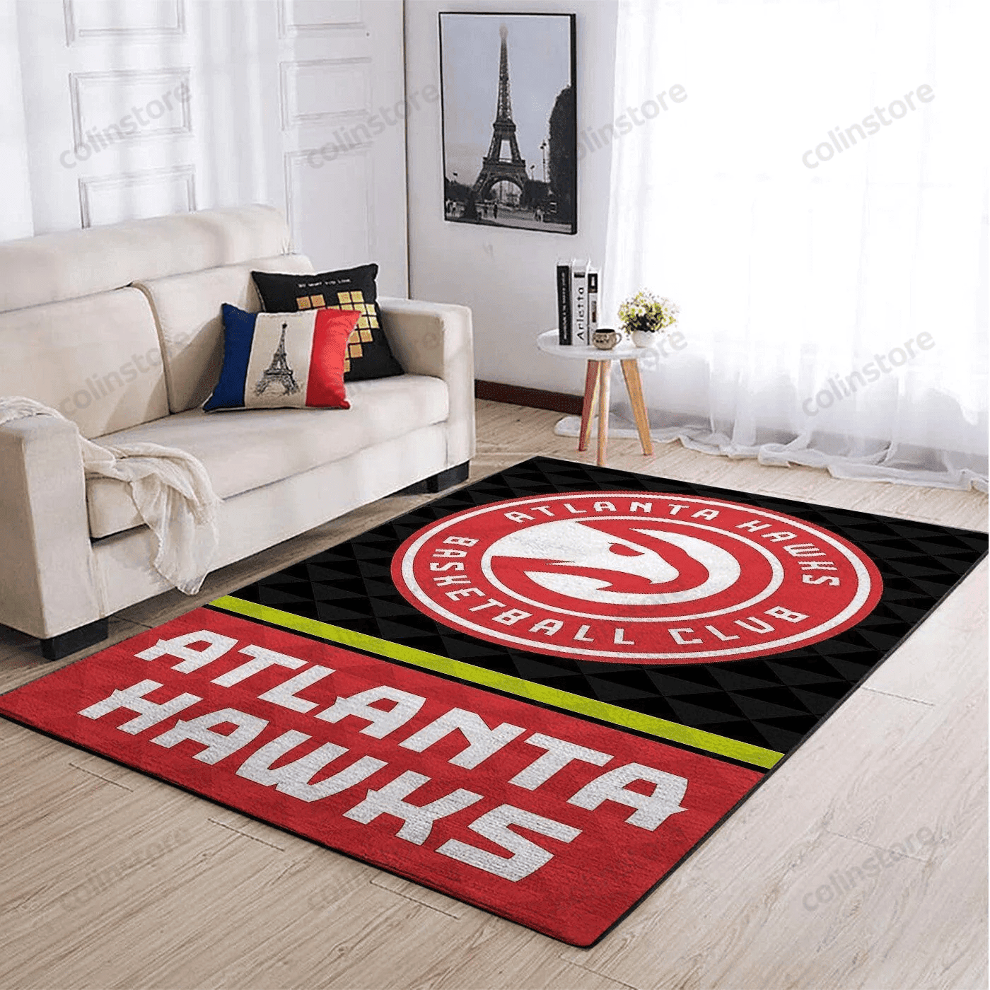 Atlanta Hawks Team Logo 3D Rectangle Area Rug – Full Print Carpet For Living Room & Bedroom Home Decor
