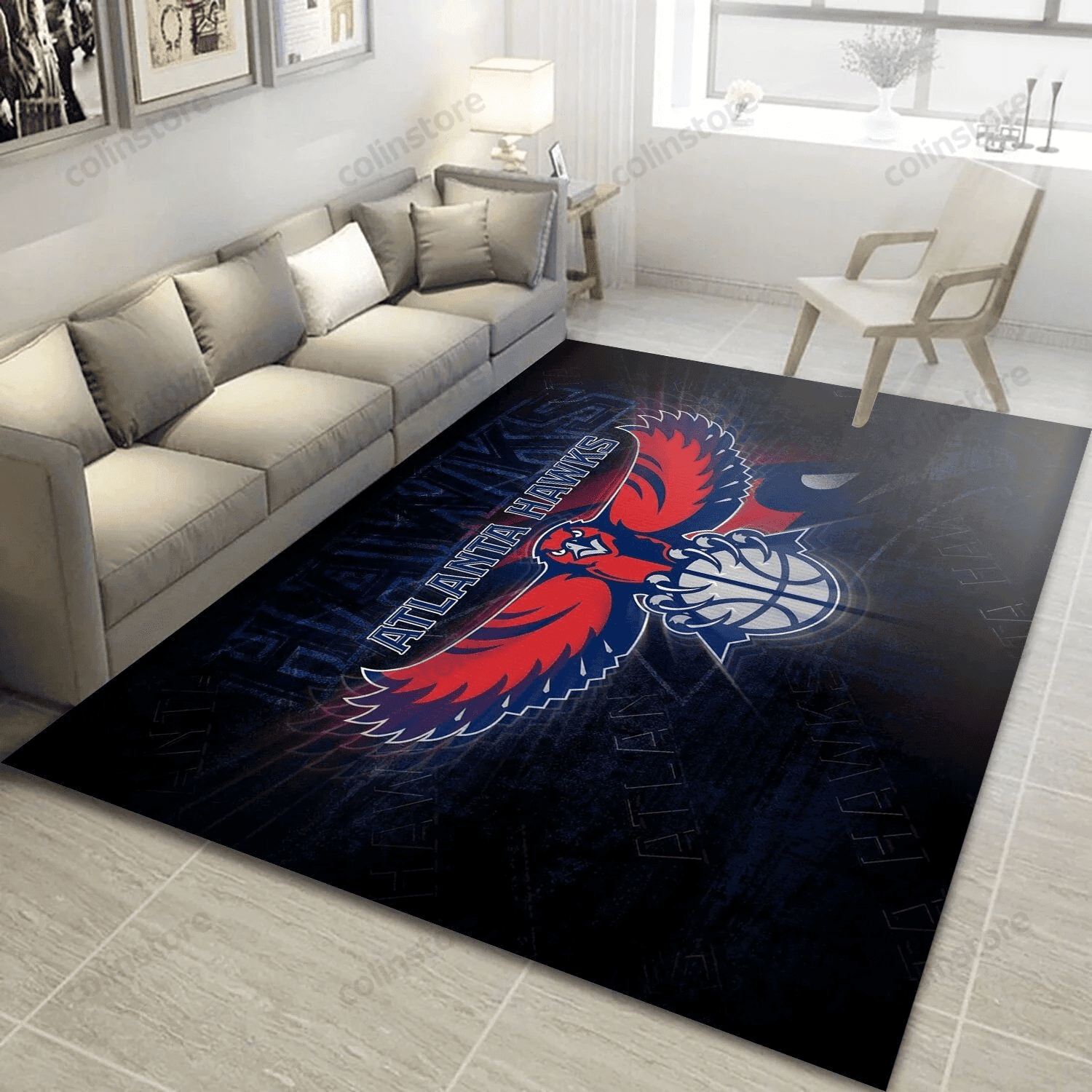 Atlanta Hawks Team Logo 3D Rectangle Area Rug – Full Print Carpet For Living Room & Bedroom Home Decor