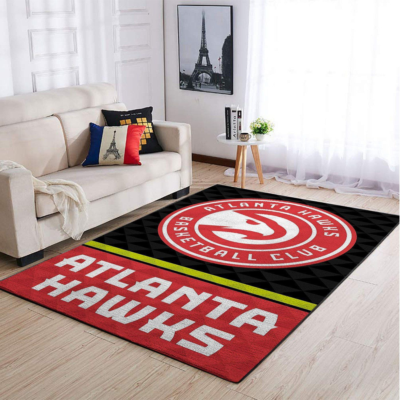 Atlanta Hawks Team Logo Rectangle Area Rug – Full Print Carpet For Living Room & Bedroom Home Decor