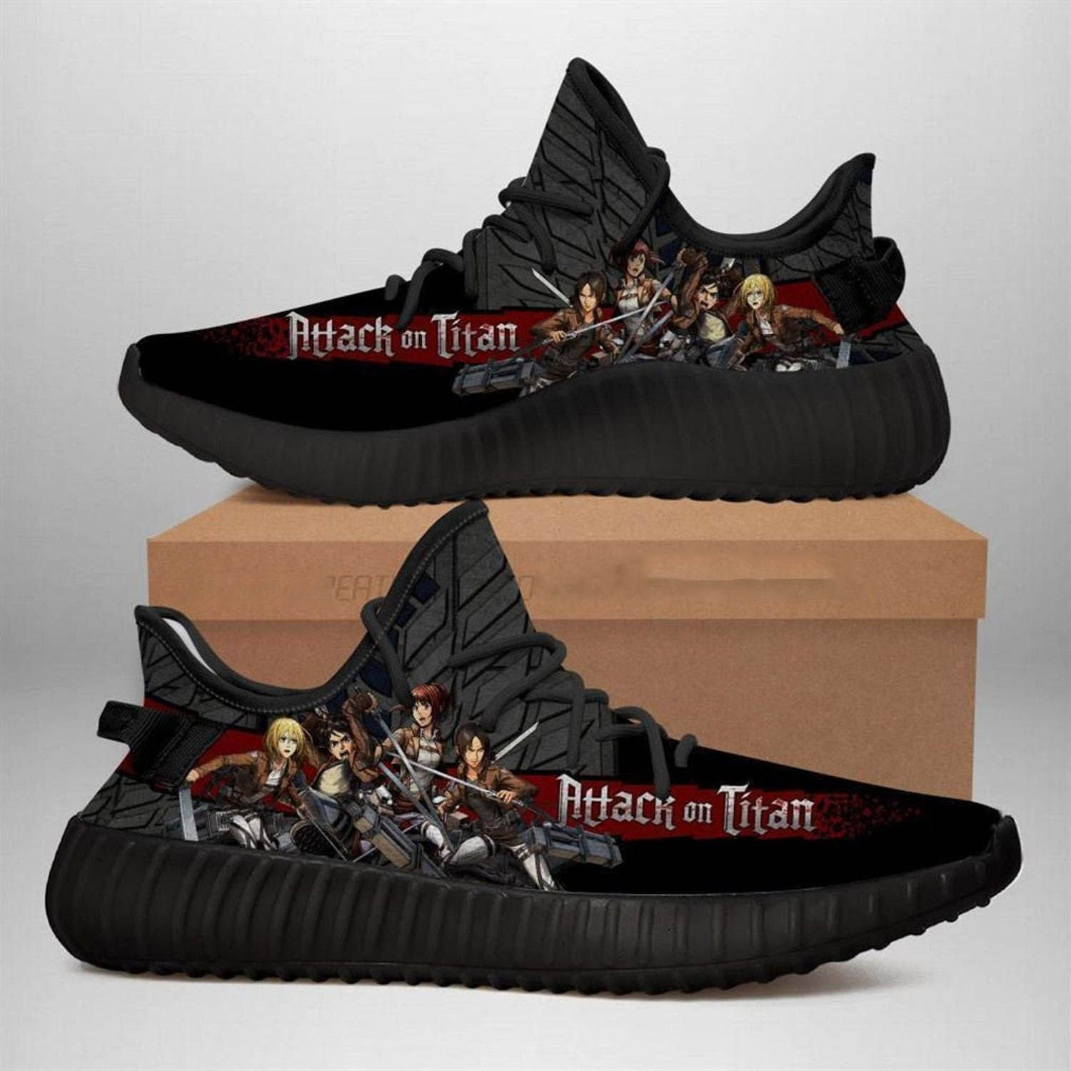 Attack On Titan Anime Black Shoes Sneakers