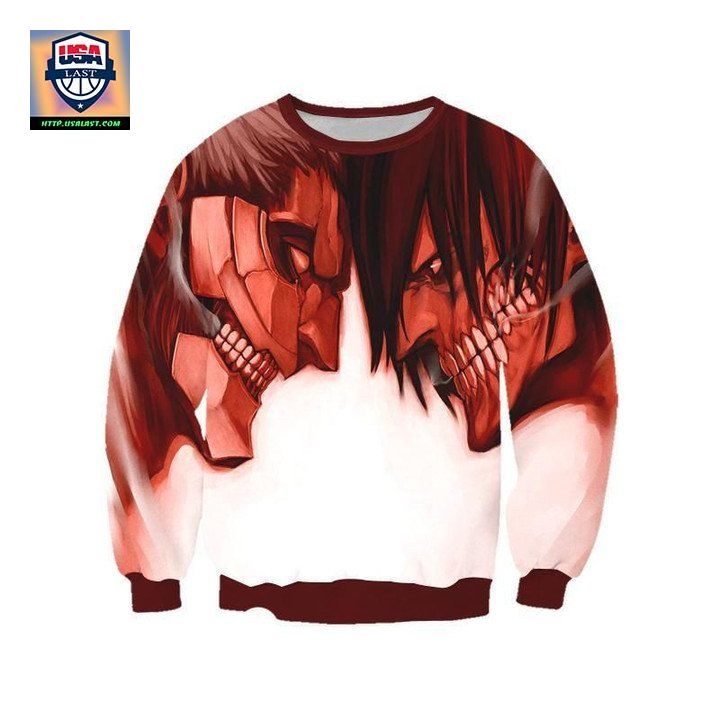 Attack On Titan Sweater Armored Titan Versus Eren Yeager Titan 3D Printed Sweater