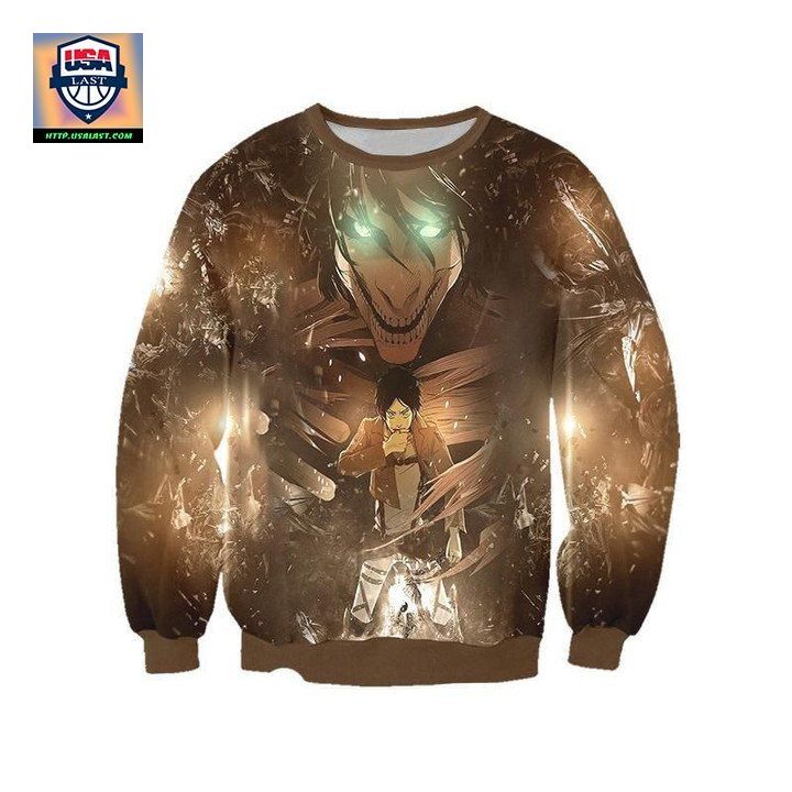 Attack On Titan Sweater Eren Yeager Transforming Into Full Titan 3D Printed Sweater