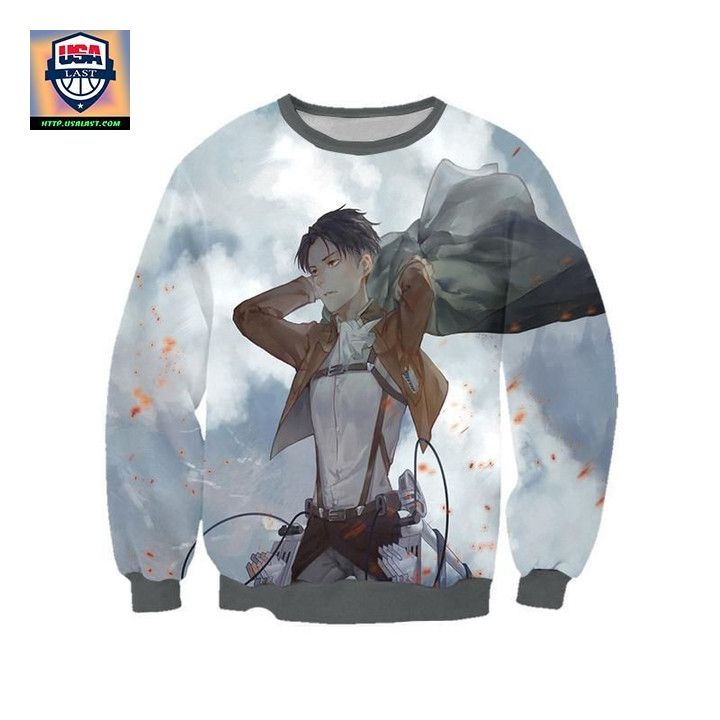 Attack On Titan Sweater Levi In Scout Regiment Uniform 3D Printed Sweater