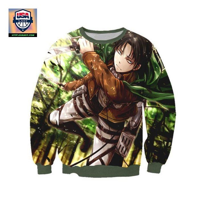 Attack On Titan Sweater Levi Soaring Through The Forest 3D Printed Sweater