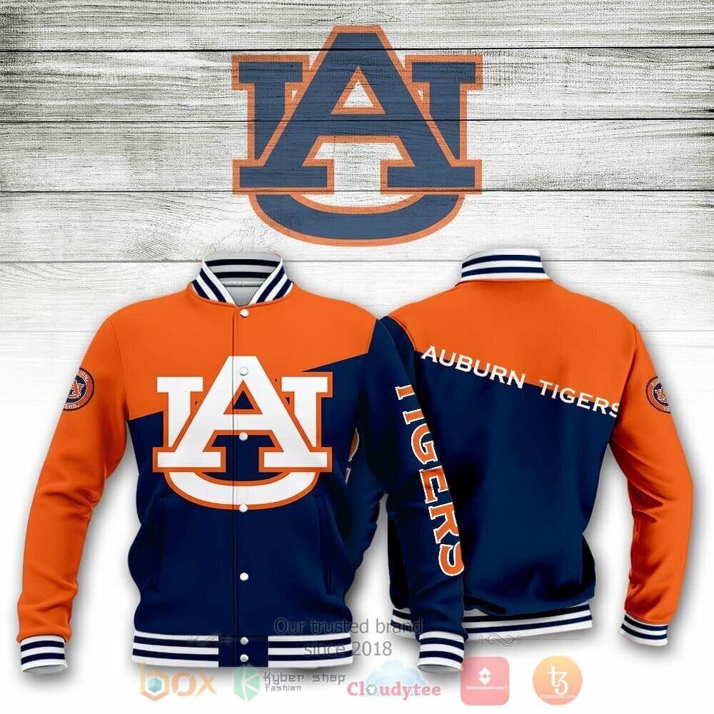 Auburn Tigers Blue Orange Varsity Baseball Jacket for Men & Women | NCAA Team Fan Gift