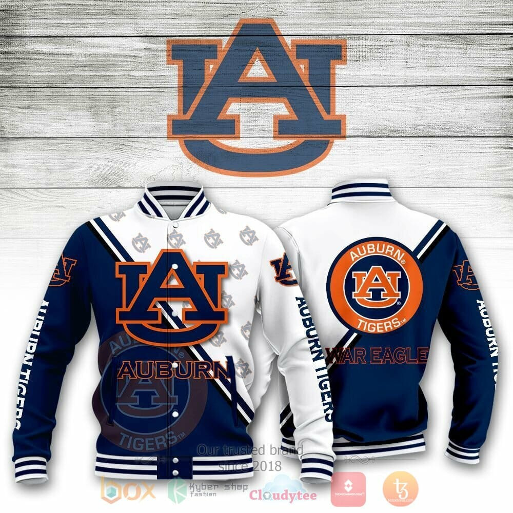 Auburn Tigers Blue White Varsity Baseball Jacket for Men & Women | NCAA Team Fan Gift