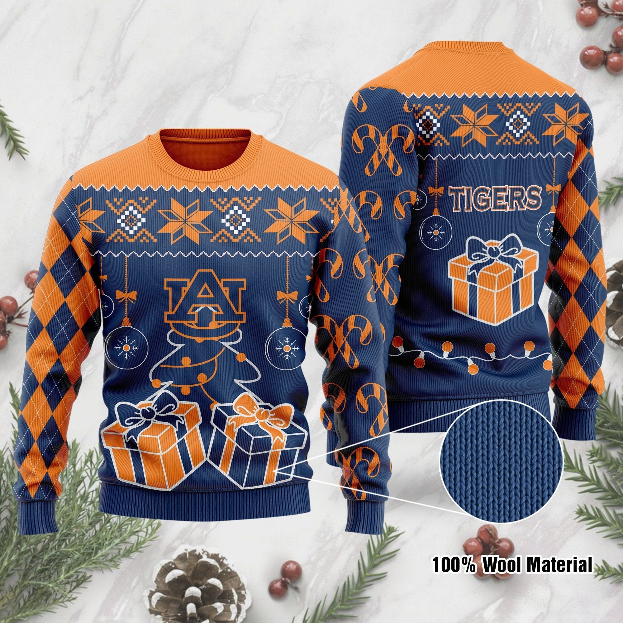 Auburn Tigers Funny Ugly Christmas Sweater Holiday Xmas Party Men Women Plus Size