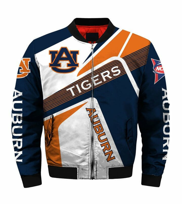 Auburn Tigers Navy Blue Orange Bomber Jacket | NCAA College Team Jacket for Men & Women | Sports Fan Gift