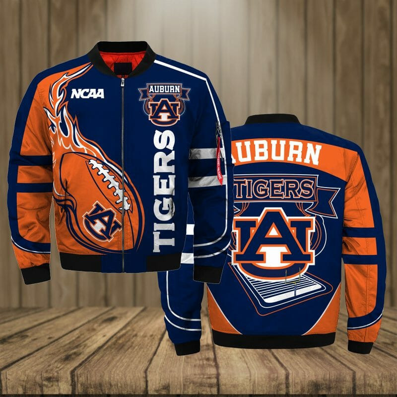 Auburn Tigers Navy Blue Orange Bomber Jacket | NCAA College Team Jacket for Men & Women | Sports Fan Gift