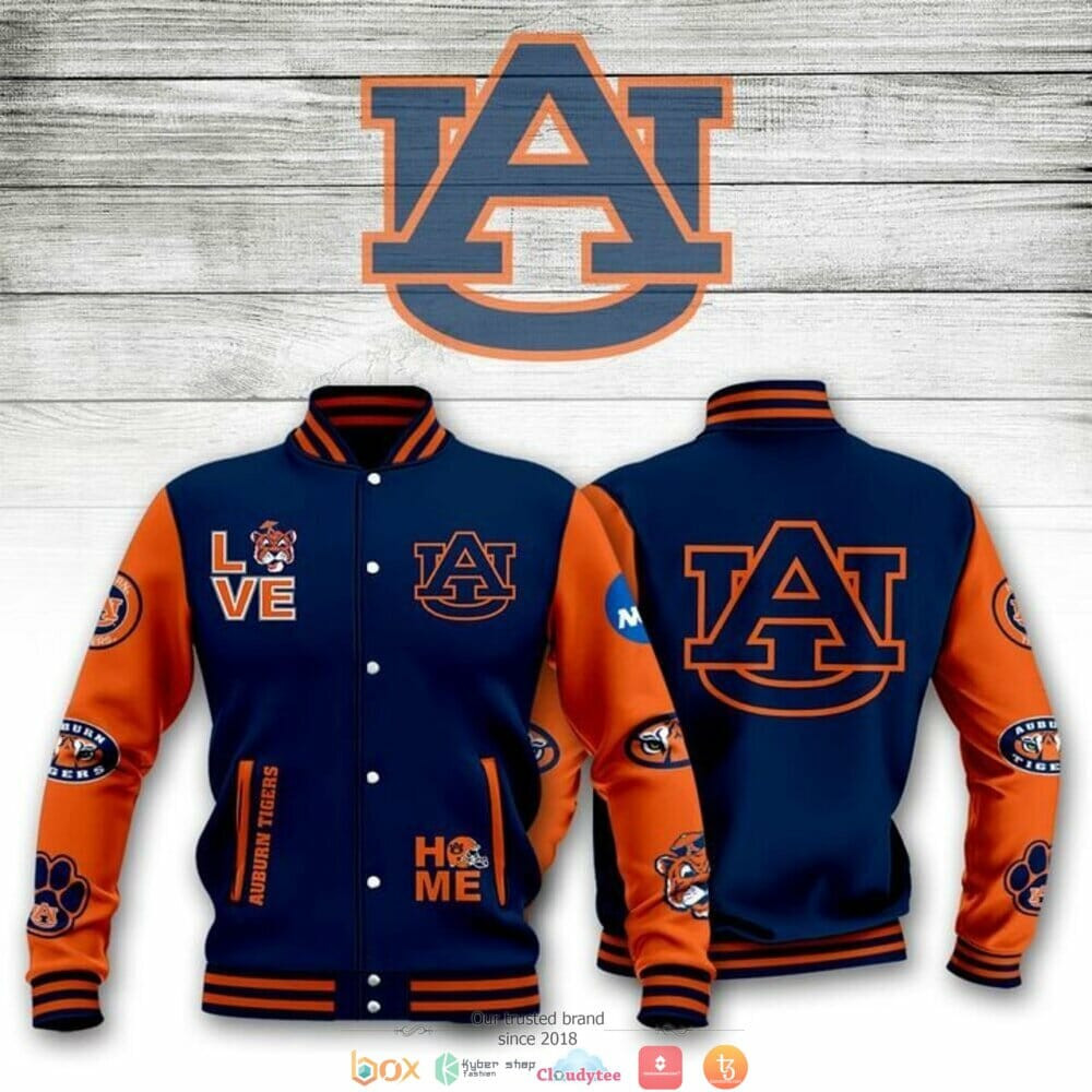 Auburn Tigers Navy Orange Varsity Baseball Jacket for Men & Women | NCAA Team Fan Gift