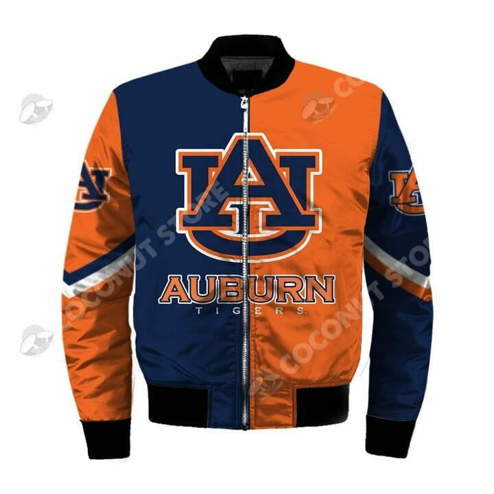 Auburn Tigers Orange Navy Blue Bomber Jacket | NCAA College Team Jacket for Men & Women | Sports Fan Gift