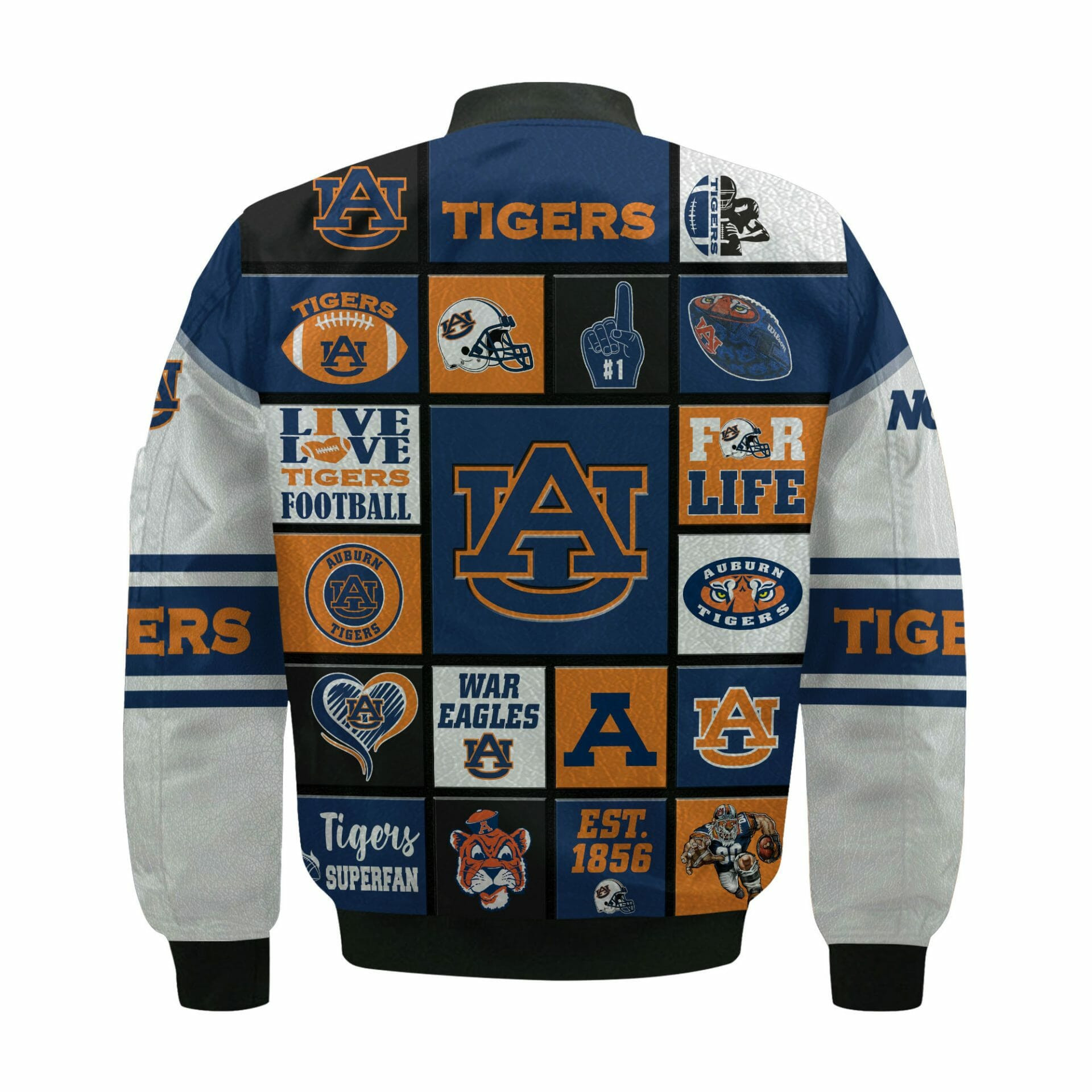 Auburn Tigers Personalized Black Blue Bomber Jacket | NCAA College Team Jacket for Men & Women | Sports Fan Gift - Image 3