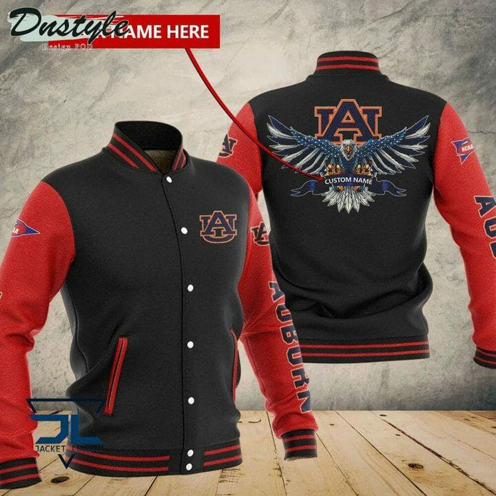 Auburn Tigers Personalized Name Black Red Varsity Baseball Jacket for Men & Women | NCAA Team Fan Gift