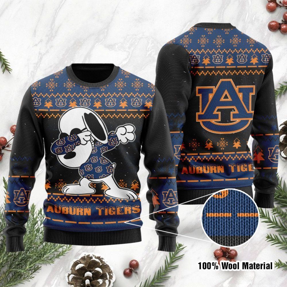 Auburn Tigers Snoopy Dabbing Ugly Christmas Sweater Holiday Party Men Women Full Plus Size