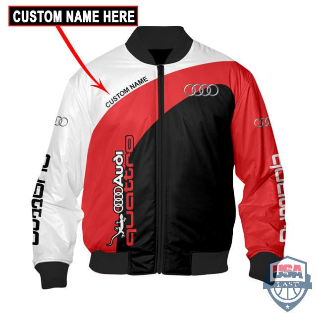 Audi Quattro Personalized Bomber Jacket | Automotive Jacket for Men & Women | Car Fan Gift