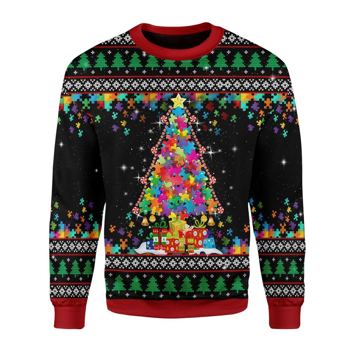 Autism Christmas Tree Ugly Christmas Sweater, Perfect Holiday Gift