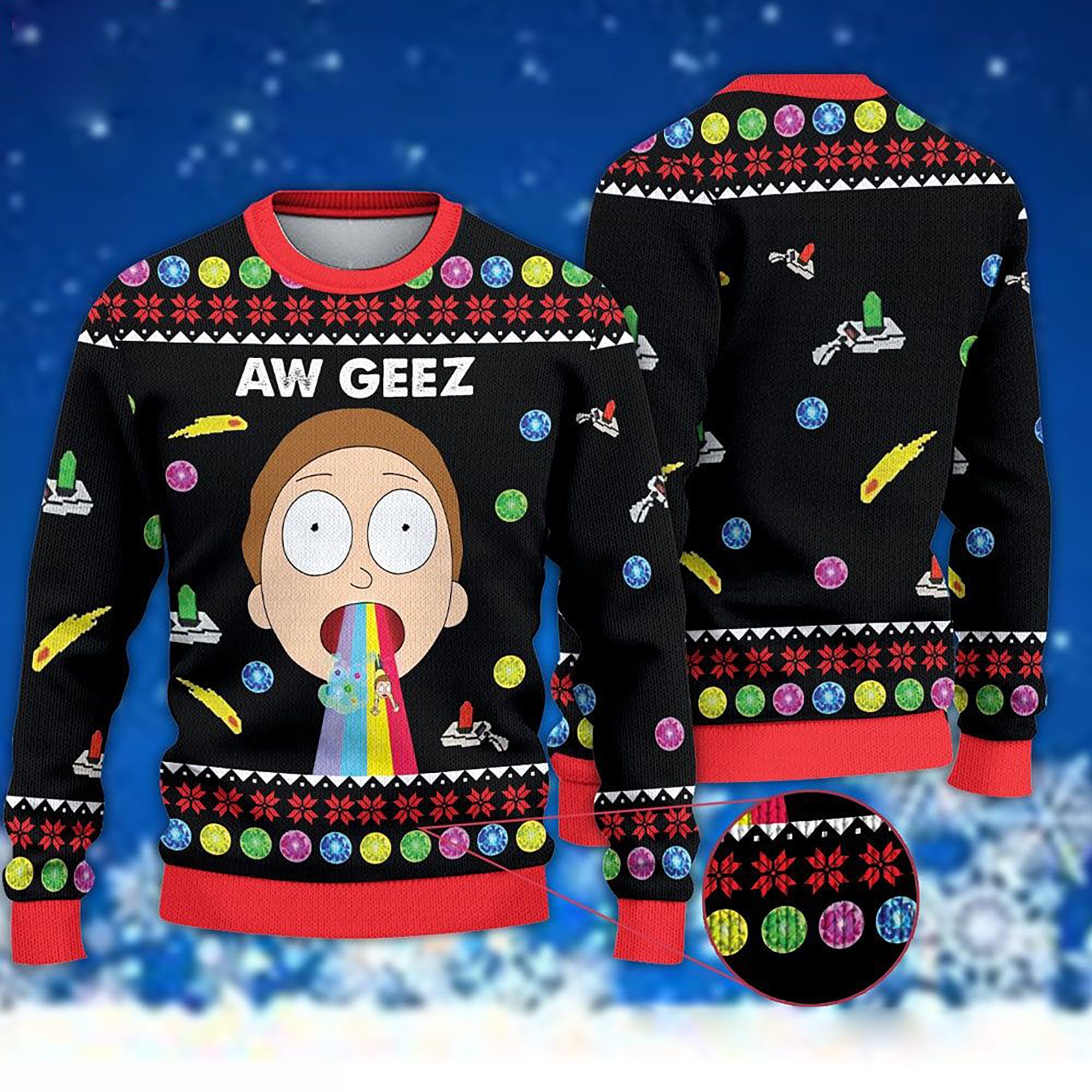 Aw Geez Moment Morty Ugly Christmas Sweater