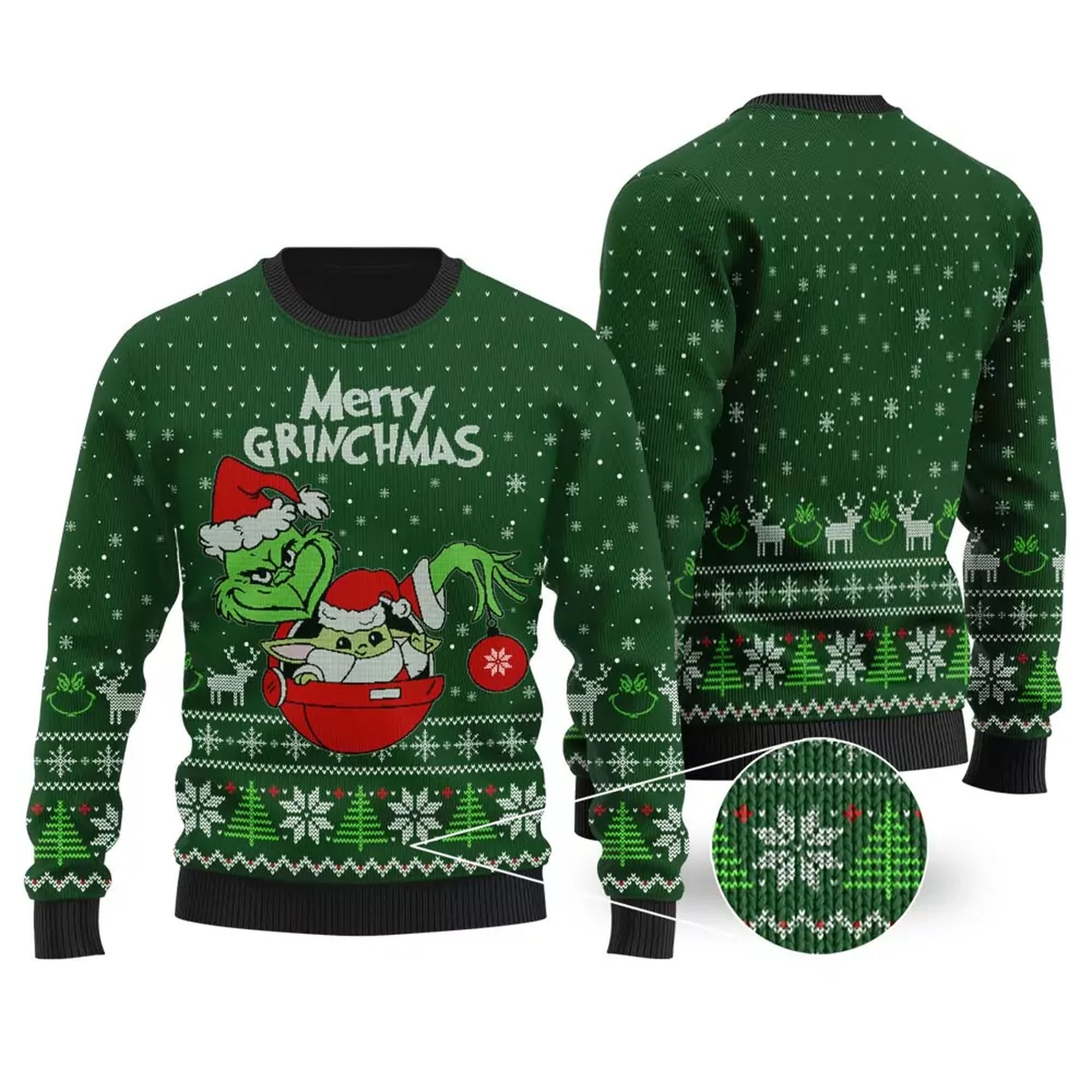 Baby Yoda And Grinch Ugly Christmas Sweater