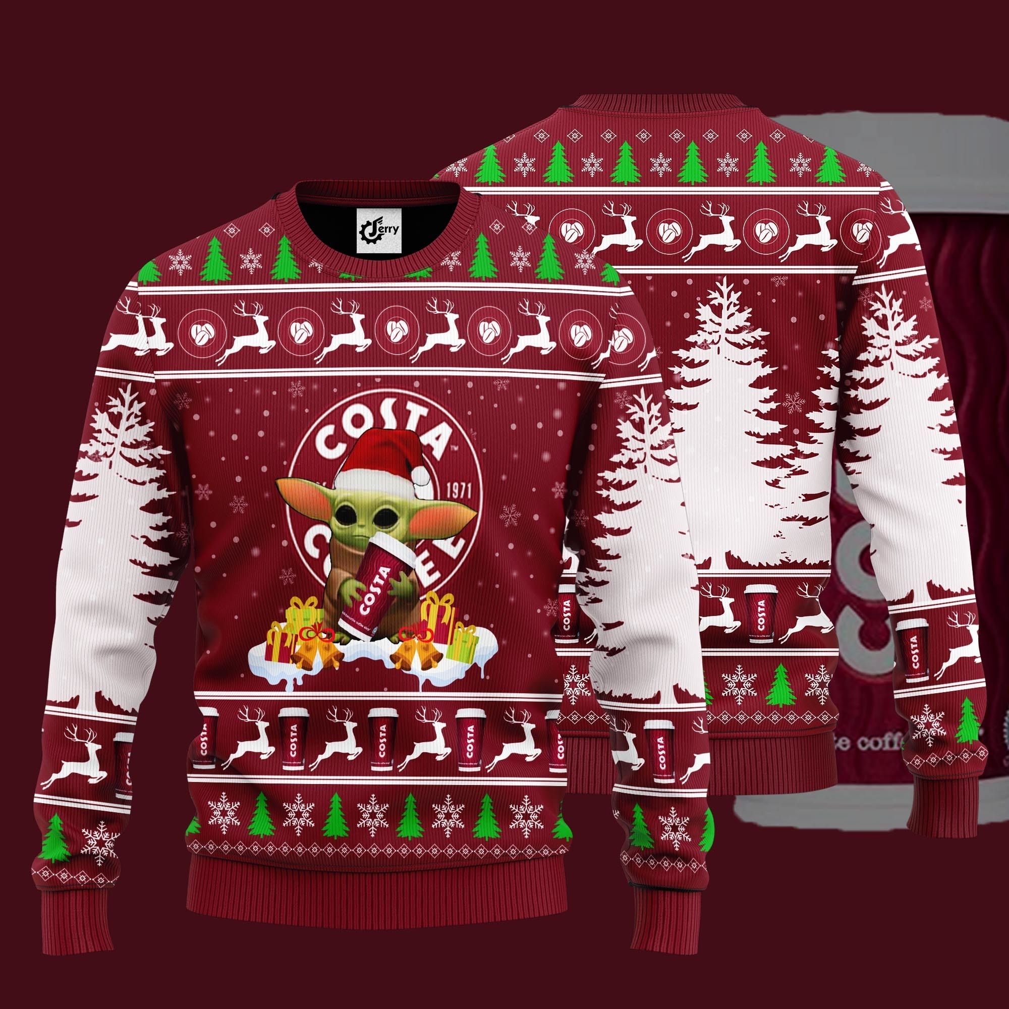 Baby Yoda Hug Costa Ugly Christmas Sweater
