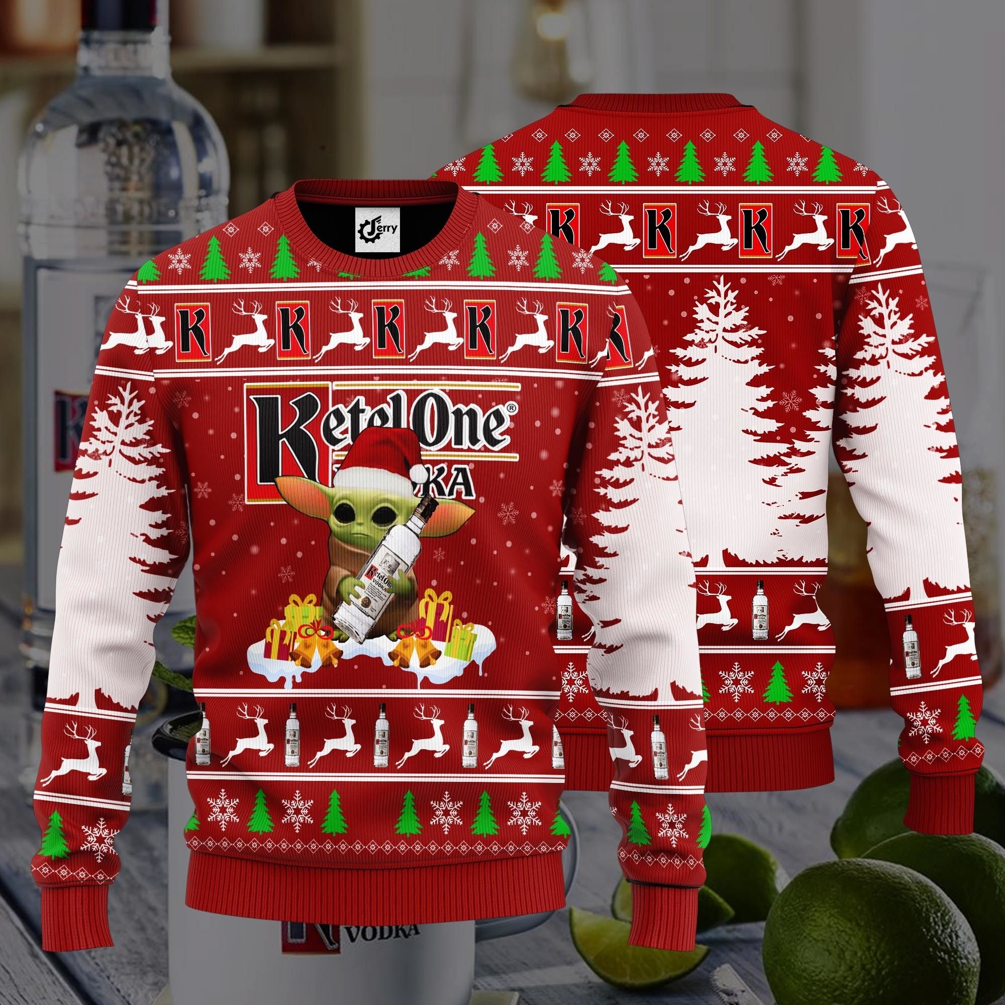 Baby Yoda Hug Ketel One Ugly Christmas Sweater