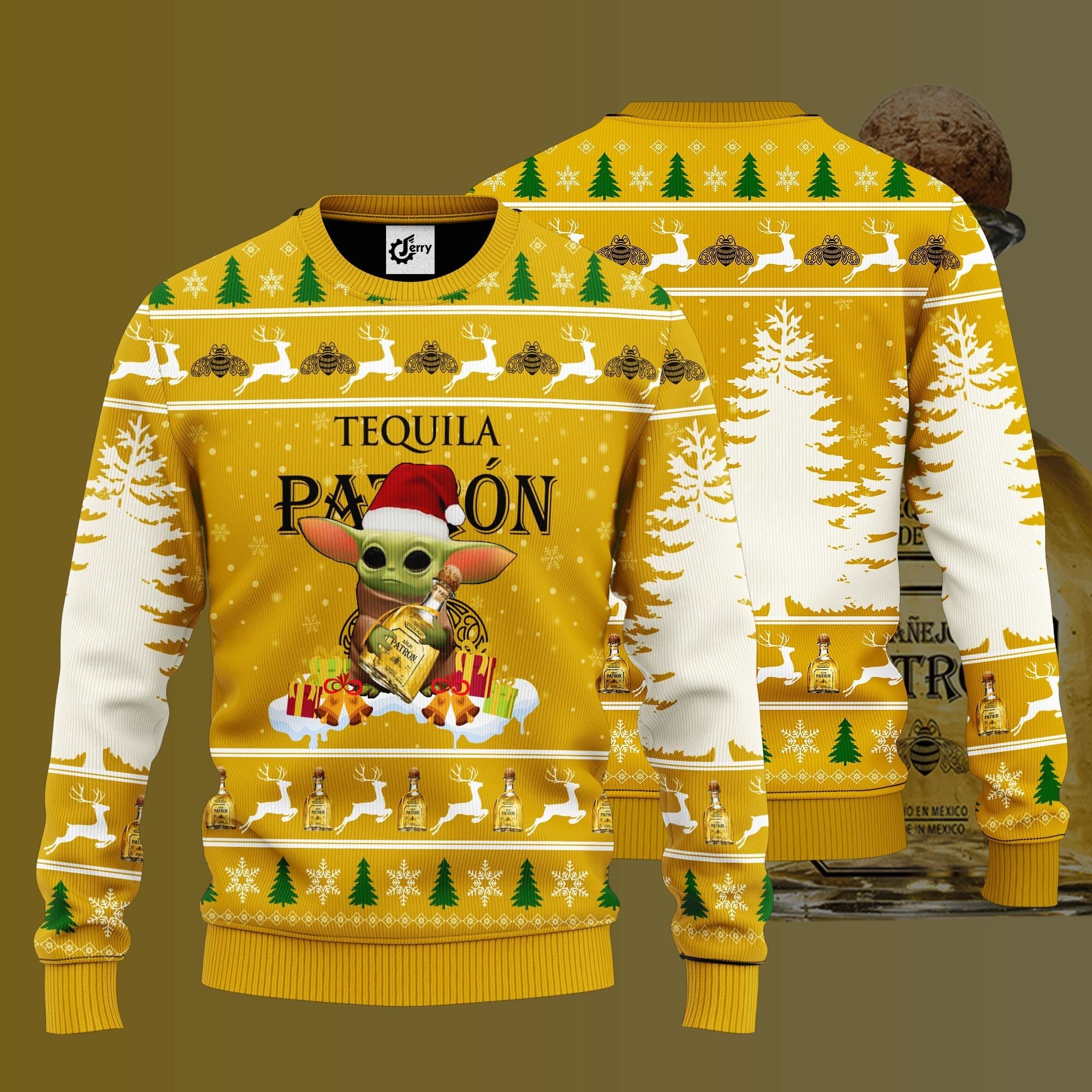 Baby Yoda Hug Patron Ugly Christmas Sweater