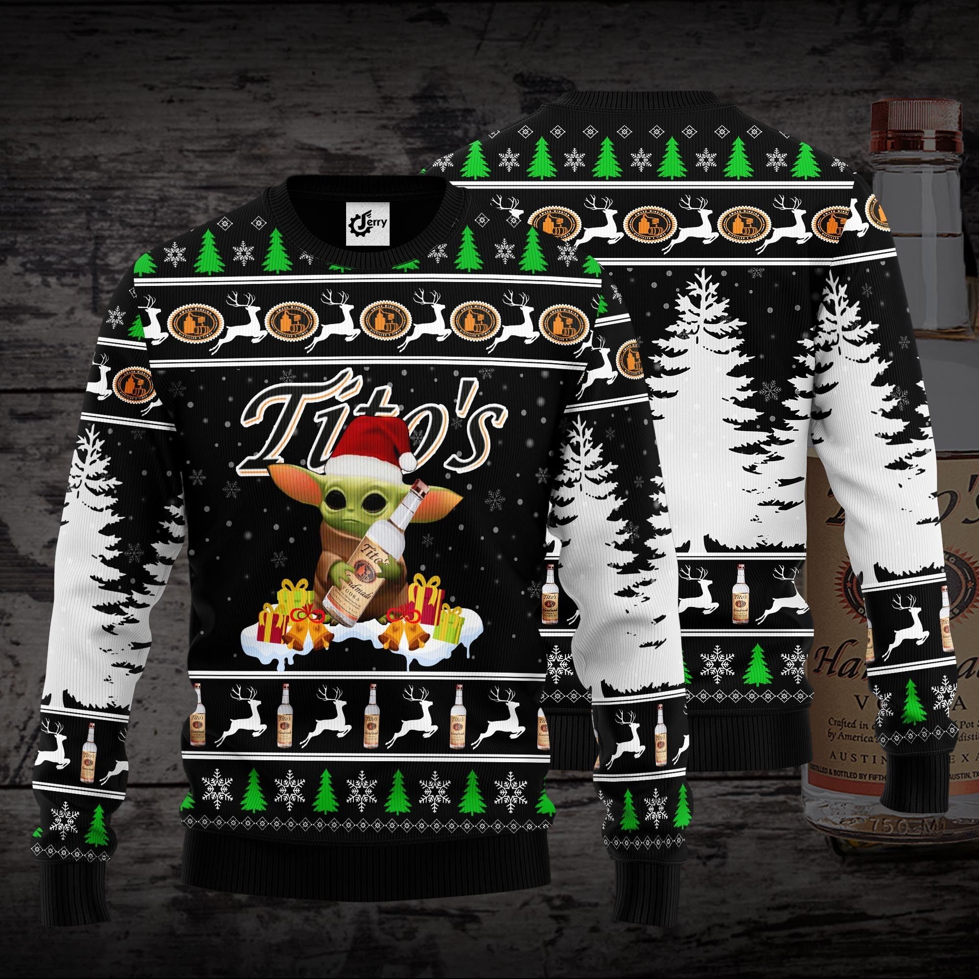Baby Yoda Hug Tito'S Ugly Christmas Sweater